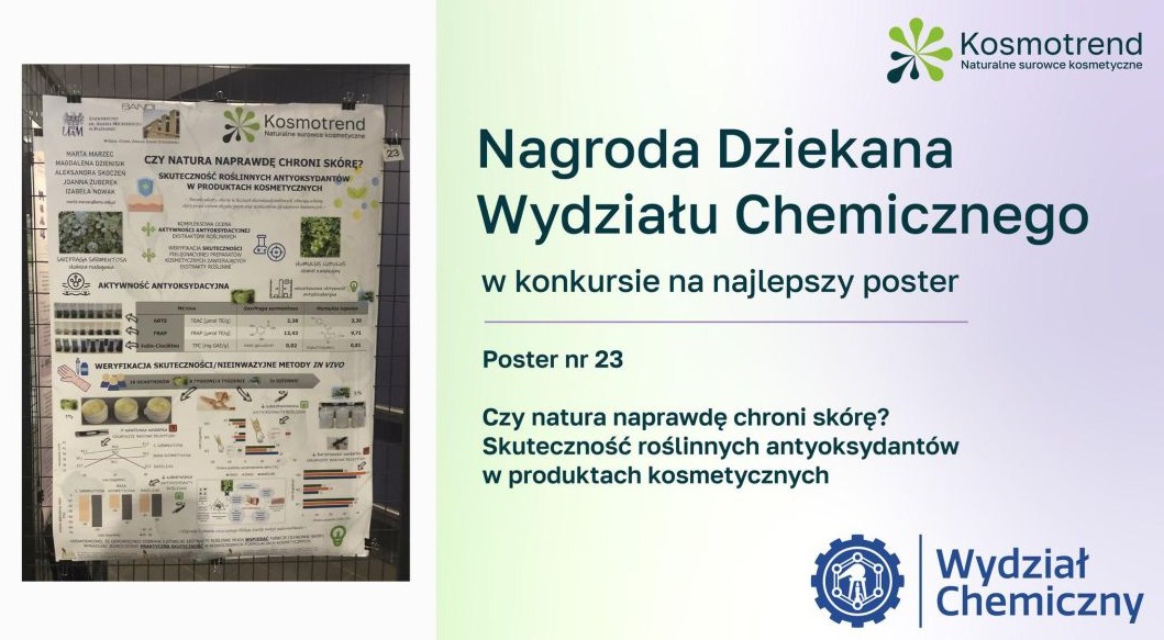 Nagrody za najlepsze postery dla członków Zakładu Chemii Stosowanej