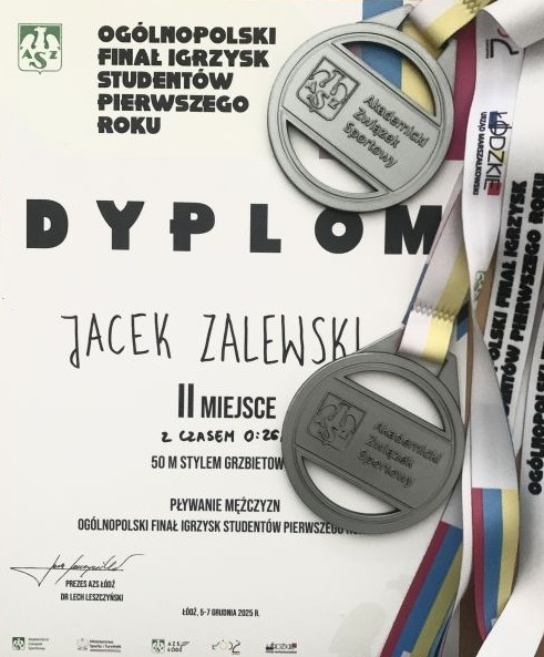 Sukcesy pływackie naszego studenta Jacka Zalewskiego