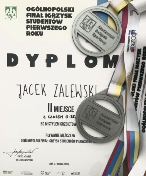 Sukcesy pływackie naszego studenta Jacka Zalewskiego