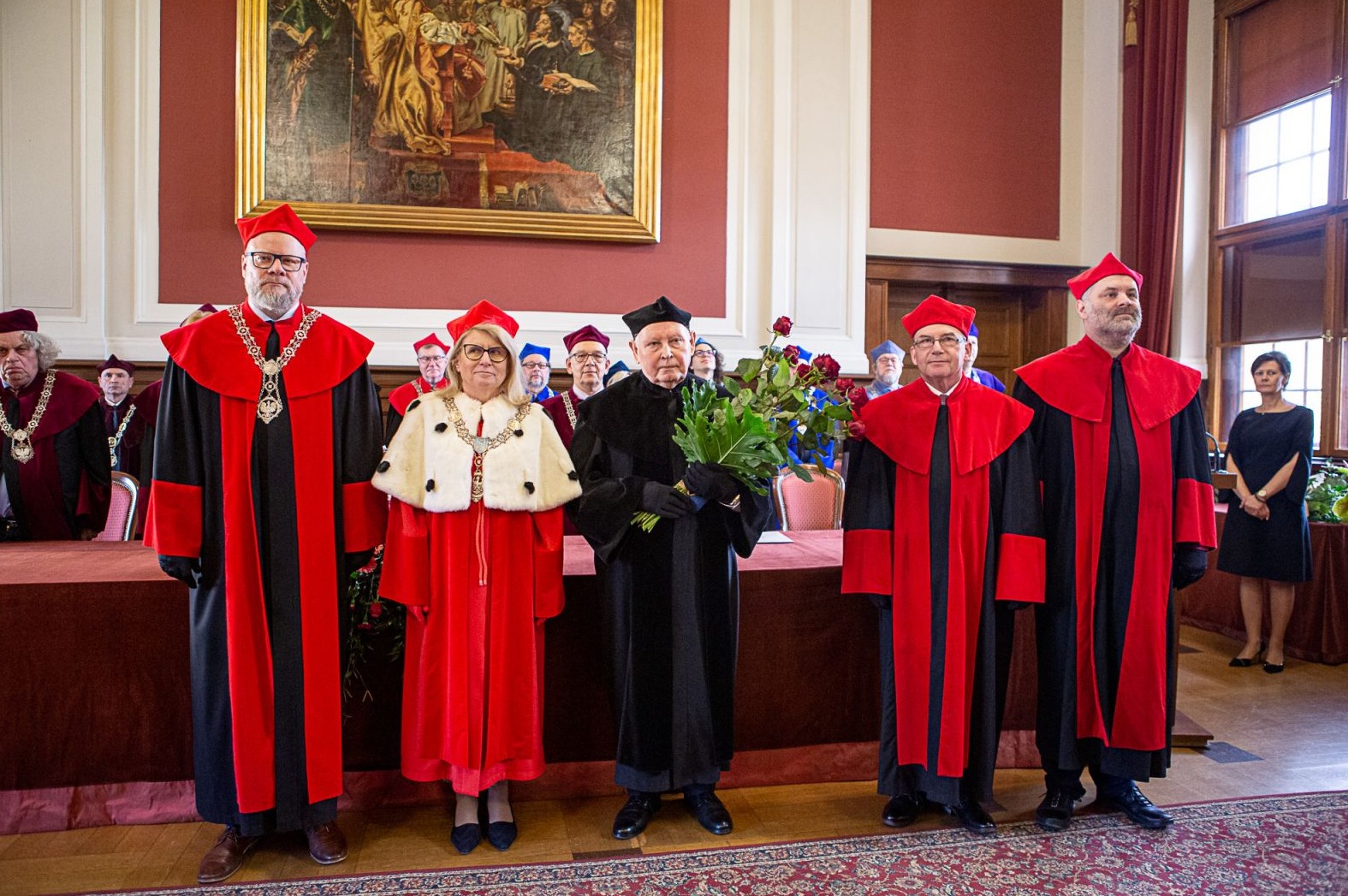 wspólne zdjęcie JM Rektor prof. B. Kaniewskiej, władz dziekańskich WMiI i prof. M. Krzyśko