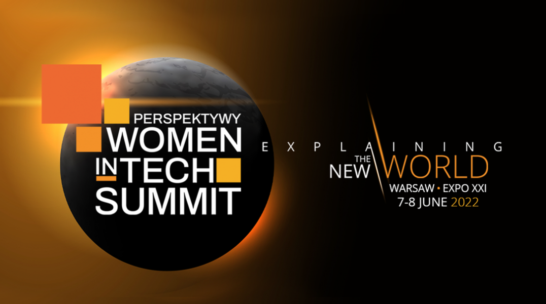 plakat informujący o Women in Tech Summit